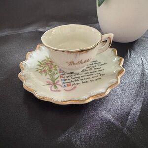 💜 Vintage Floral Teacup and Saucer with Gold Accents for Mother